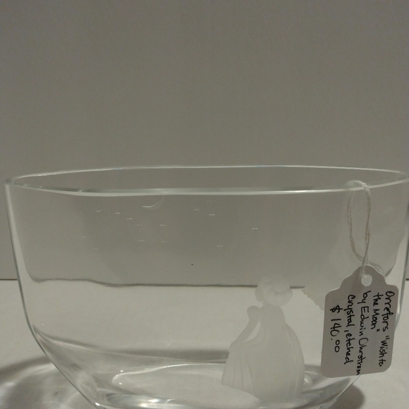 Orrefors Vtg etched crystal "Wish to the Moon" by Edwin Ohrstrom - Picture 2 of 3